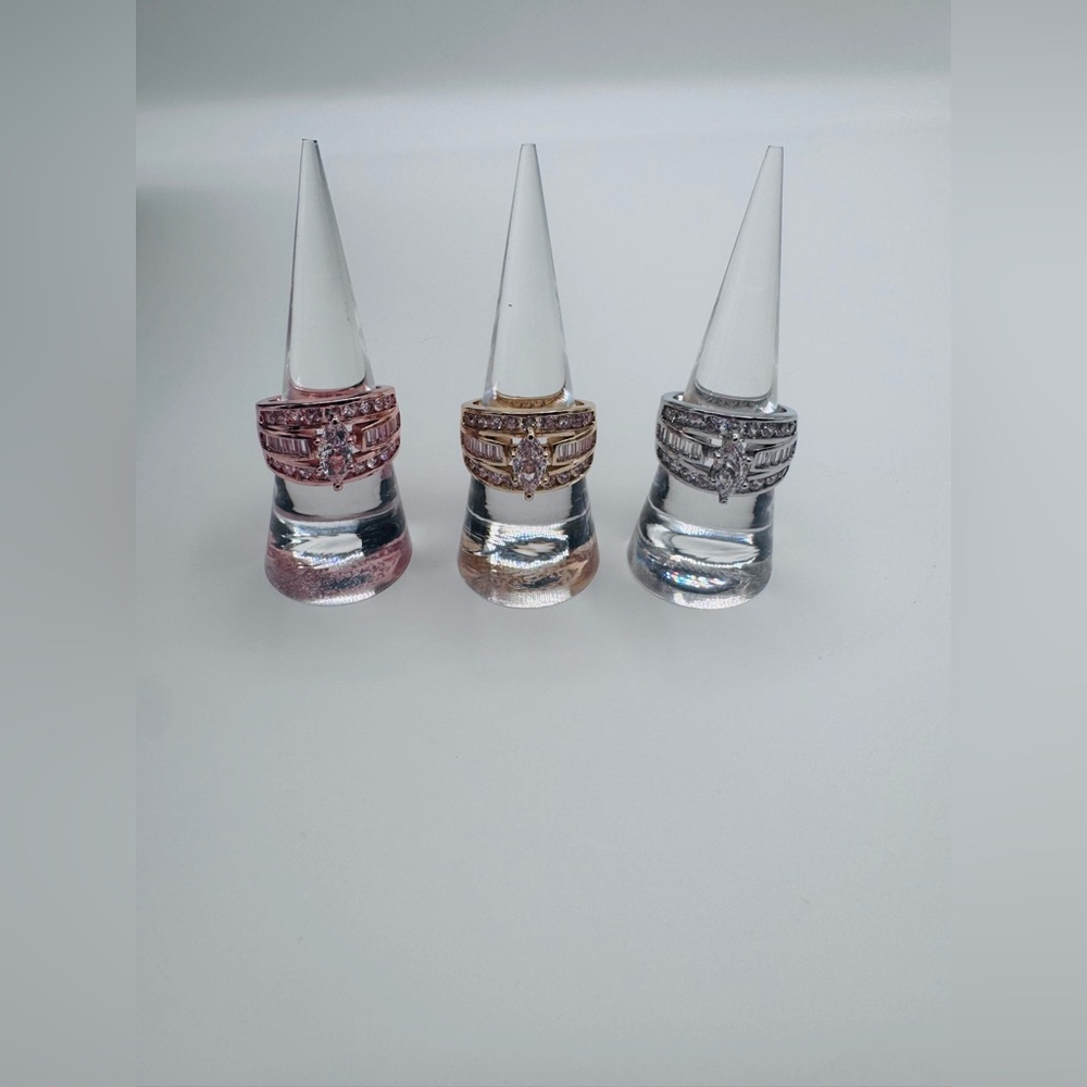 Trio of Gold, Silver, Rose Gold CZ Rings | US Size 8 | New with Tags
